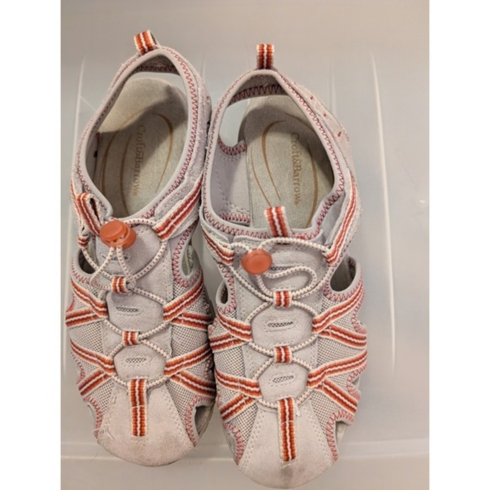 Croft & Barrow Women's Size 8 Hiking & Water Sandals Gray Orange Mesh Comfort